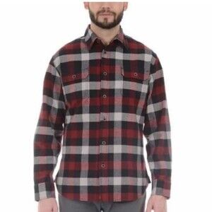 Jachs NWOT Brawny Heavyweight Red Black Check Long Sleeve Flannel Shirt Size XL